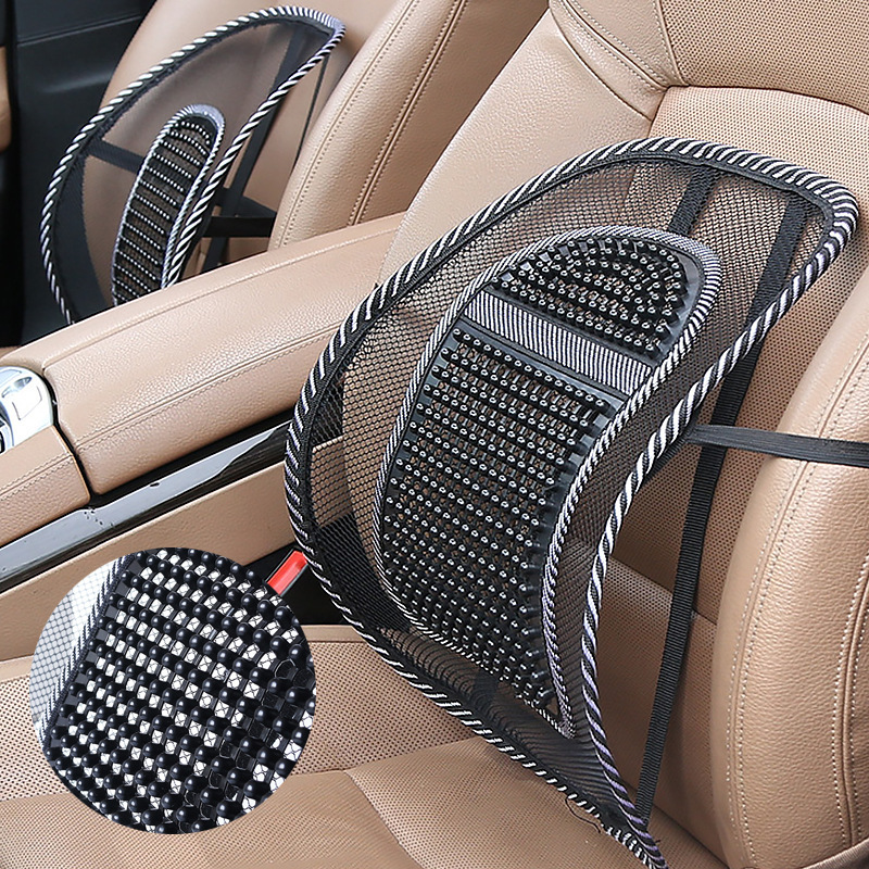 Car Summer Cool Breathable Leather Nail Lumbar Support Pillow Massage Waist Pad Back Office Seat Protection Mat Car Interior Accessory