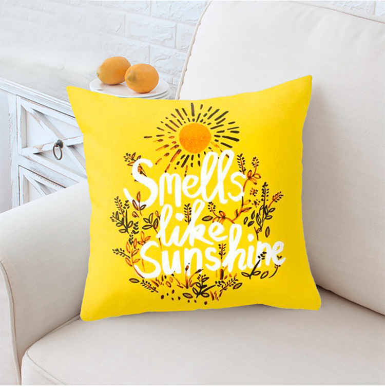 New Manufacturers Supply Nordic Style Pillow Cover Cartoon Yellow Series Peach Skin Fabric Pillow and Cushion Cover Back Seat Cushion