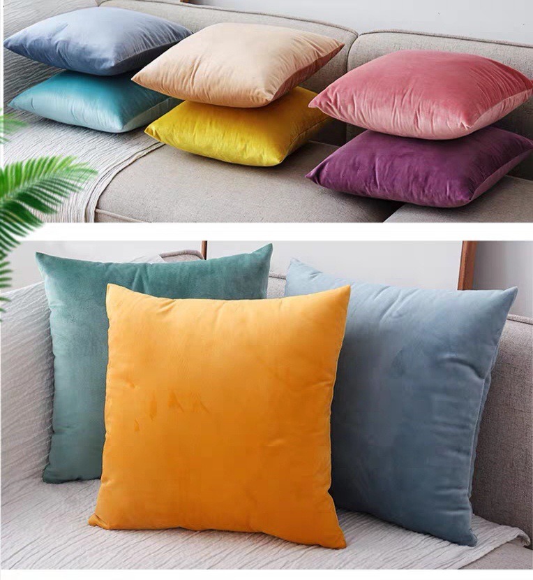 INS Velvet Plain Sofa Pillow Cases Back Seat Cushion Office Backrest Waist Pillow Customizable Logo