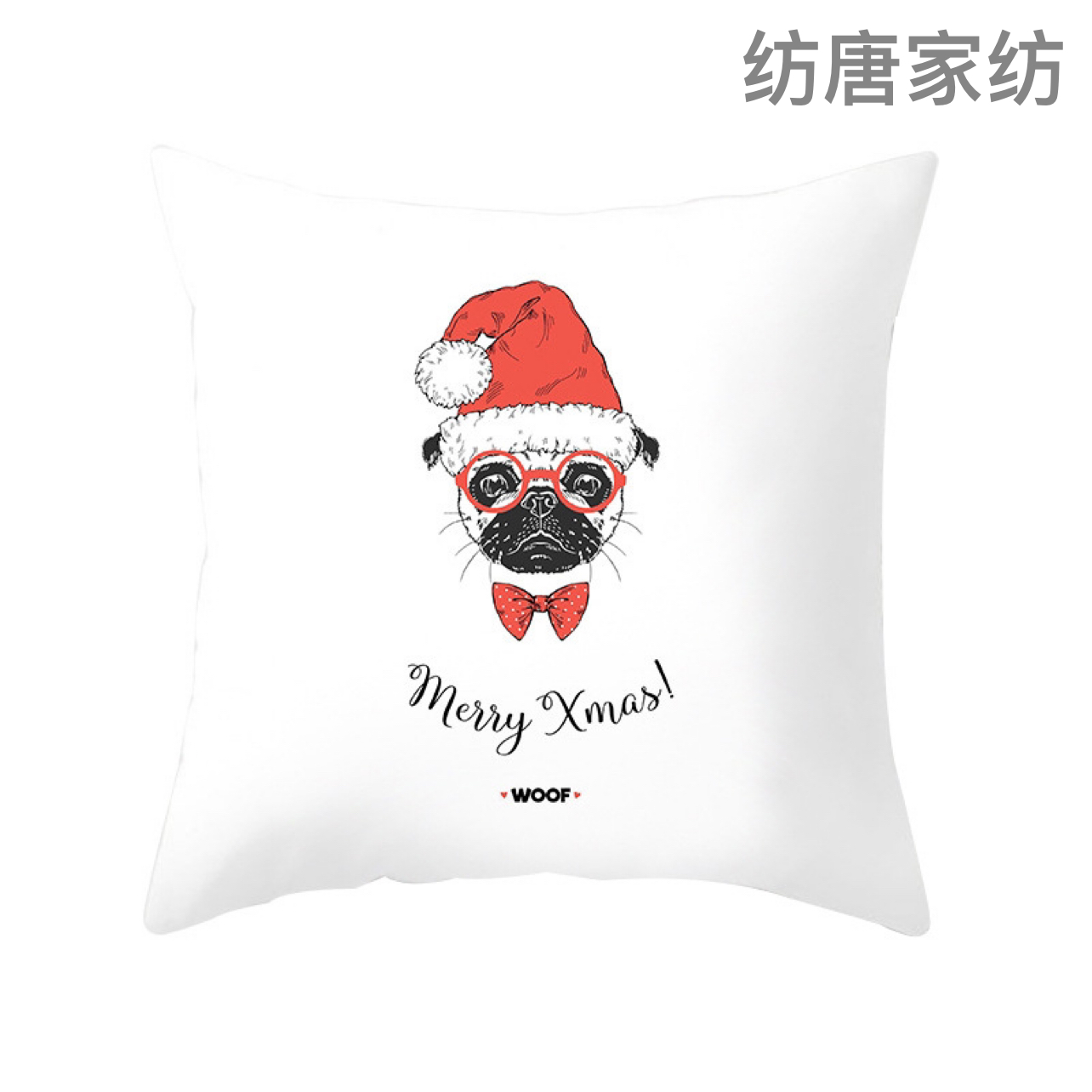 Cartoon Christmas Dog Car Pattern Pillow Cover Holiday Home Decoration Office Back Seat Cushion Throw Pillowcase