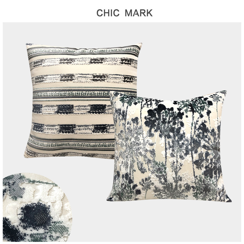 Amazon Cross-Border Hot Sale Home Nordic Ins Cut Velvet Jacquard Pillow Model Room Living Room Bedroom Back Seat Cushion