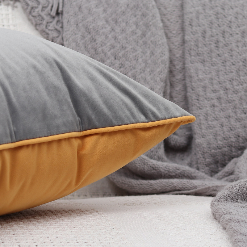 Simple Nordic Style Ins Velvet Pillow Color Matching Netherlands Velvet Solid Color Edging Back Seat Cushion Living Room Cushion Cover
