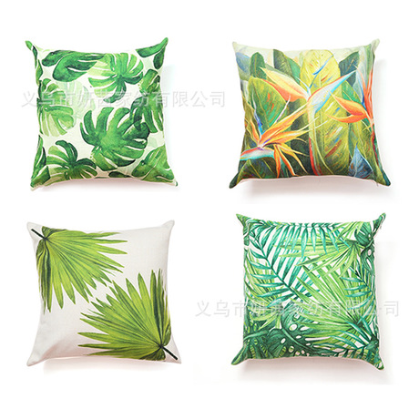 Tropical Plants Cotton and Linen Cushion Case Amazon Wish Hot Sale Back Seat Cushion Home Pillow Wholesale
