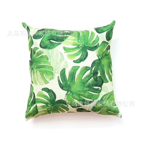 Tropical Plants Cotton and Linen Cushion Case Amazon Wish Hot Sale Back Seat Cushion Home Pillow Wholesale