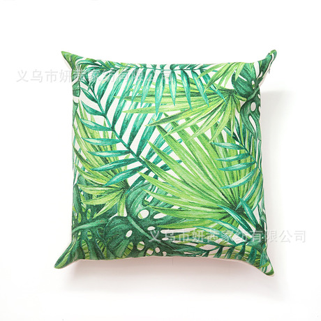 Tropical Plants Cotton and Linen Cushion Case Amazon Wish Hot Sale Back Seat Cushion Home Pillow Wholesale