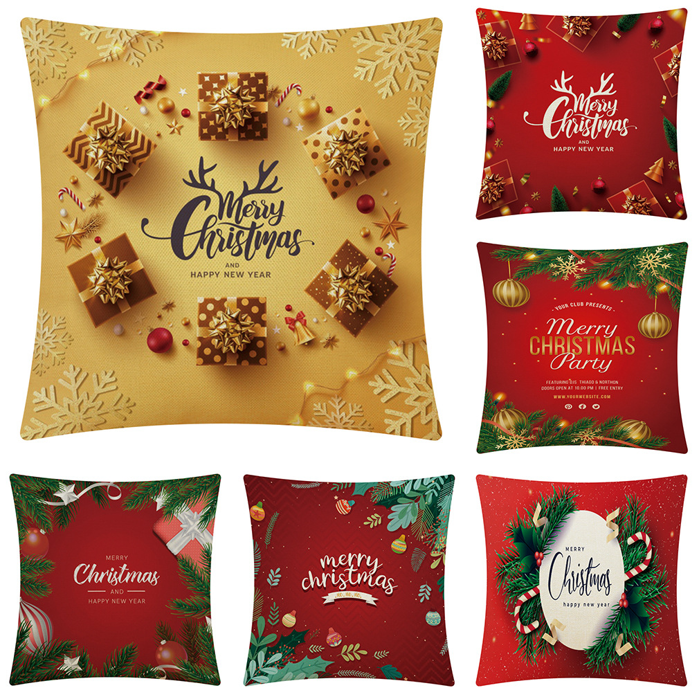 Amazon Cross-Border New Christmas Gift Home Cotton and Linen Cushion Case Car Cushion Couch Pillow Back Seat Cushion