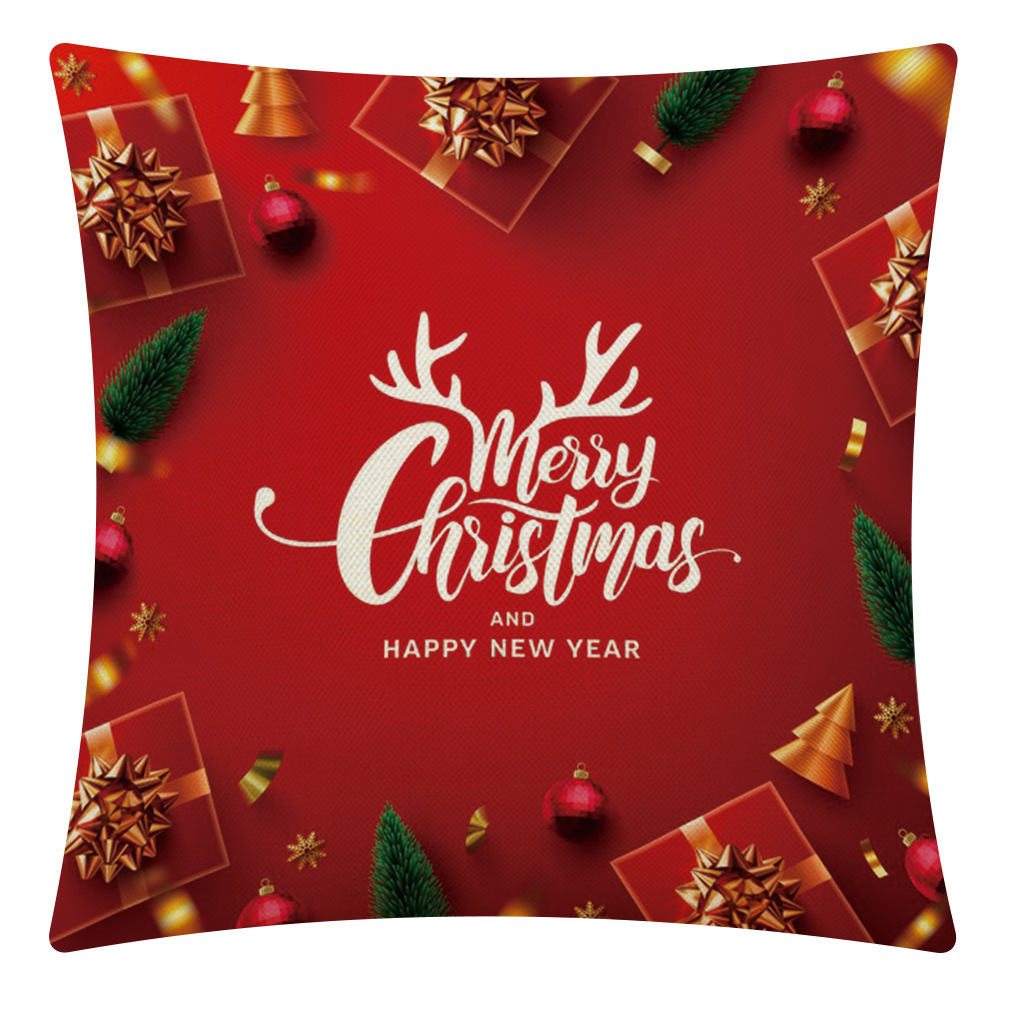 Amazon Cross-Border New Christmas Gift Home Cotton and Linen Cushion Case Car Cushion Couch Pillow Back Seat Cushion