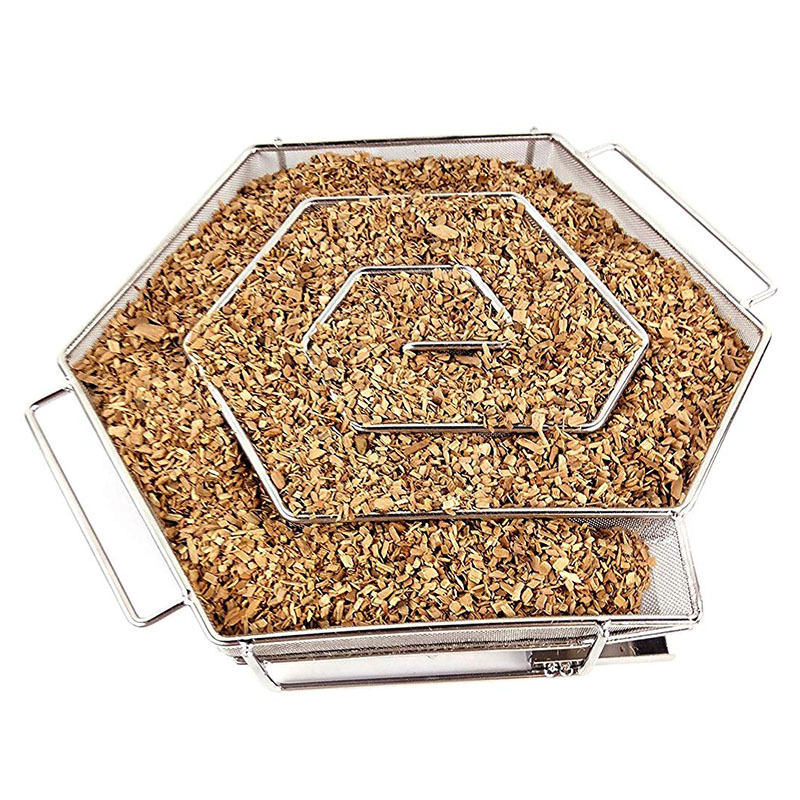 Hexagonal BBQ Barbecue Smoked Basket Spice Box Smoked Barbecue Box Stainless Steel Hexagonal Cold Smoke Generator Whole