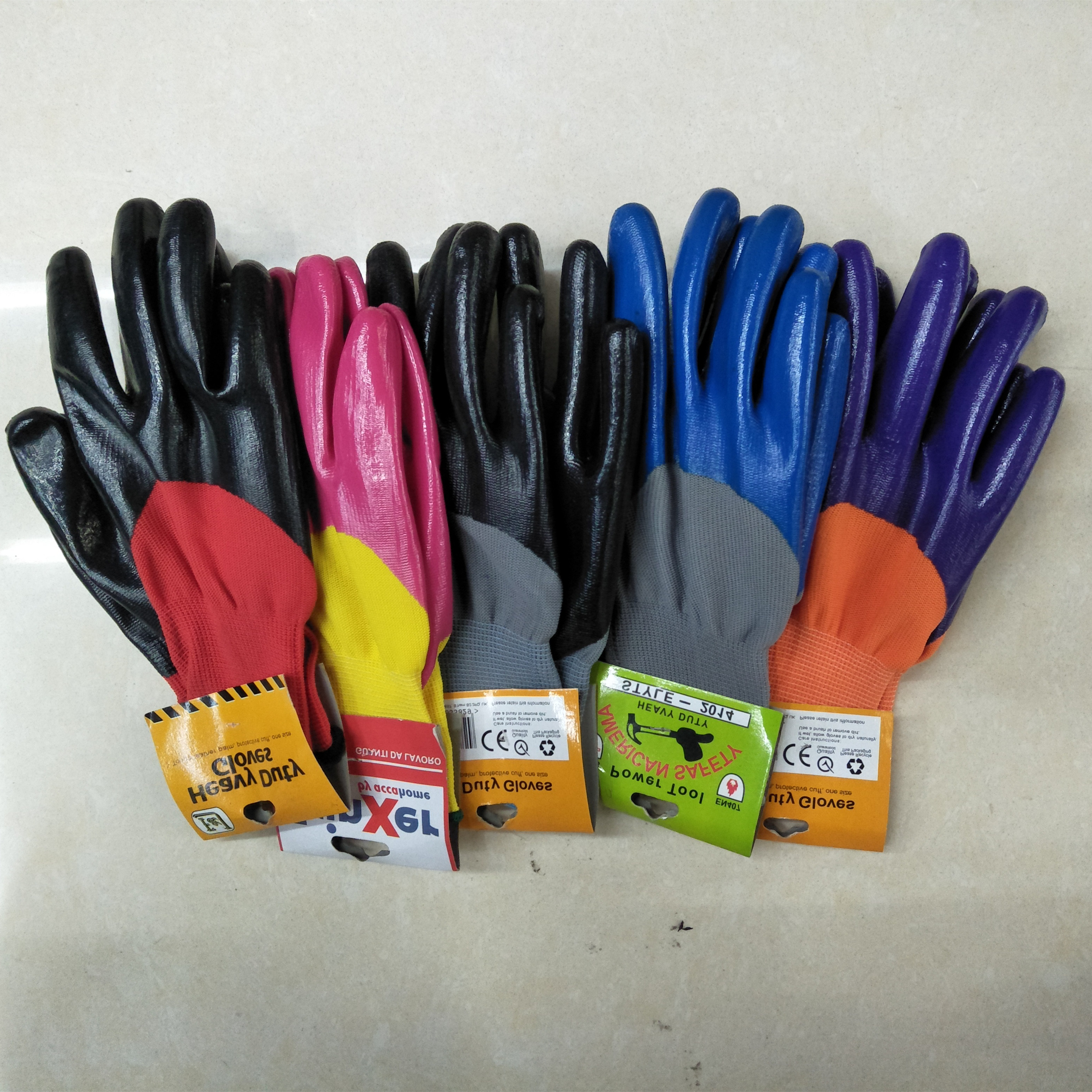 Sample Special Shooting Labor Protection Gloves Ding Qing Cotton Yarn Dispensing Nylon Wrinkle PVC Flat Hanging Semi-Hanging Pu Helmet Latex