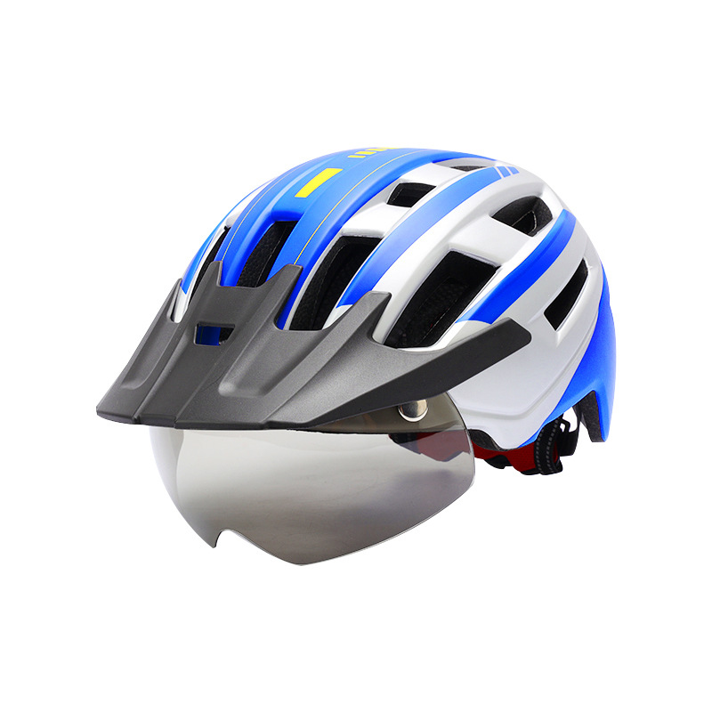 Cycling Helmet Men and Women Mountain Highway Bicycle Helmet Magnetic Suction Goggles with Hat Brim Cycling Fixture