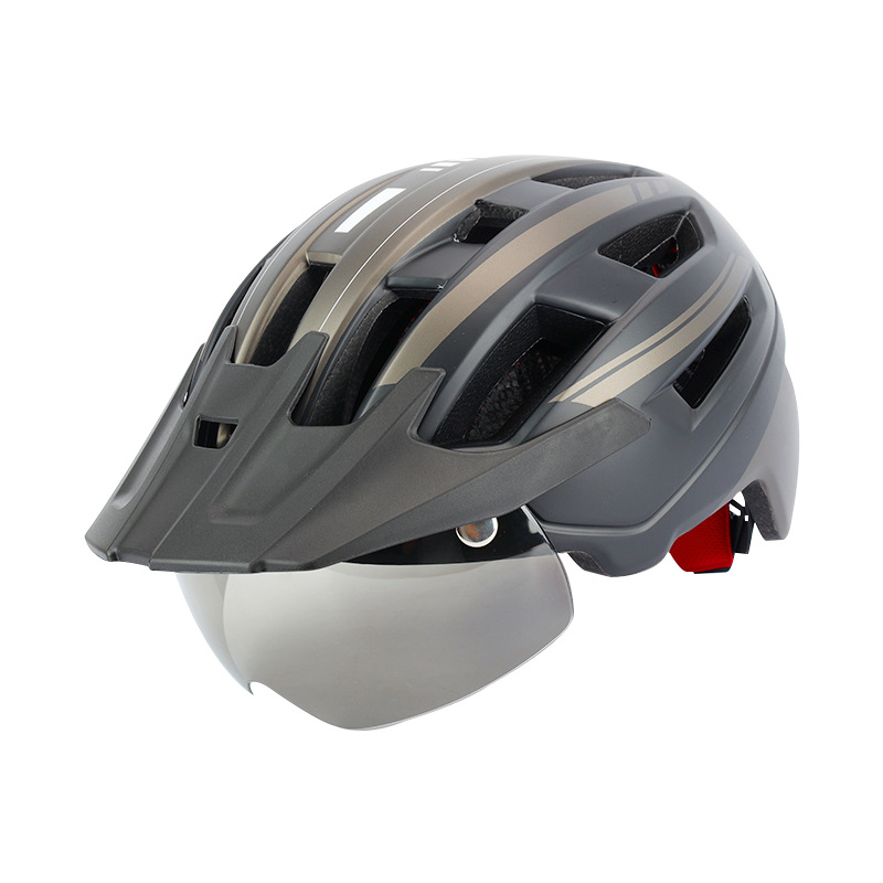 Cycling Helmet Men and Women Mountain Highway Bicycle Helmet Magnetic Suction Goggles with Hat Brim Cycling Fixture