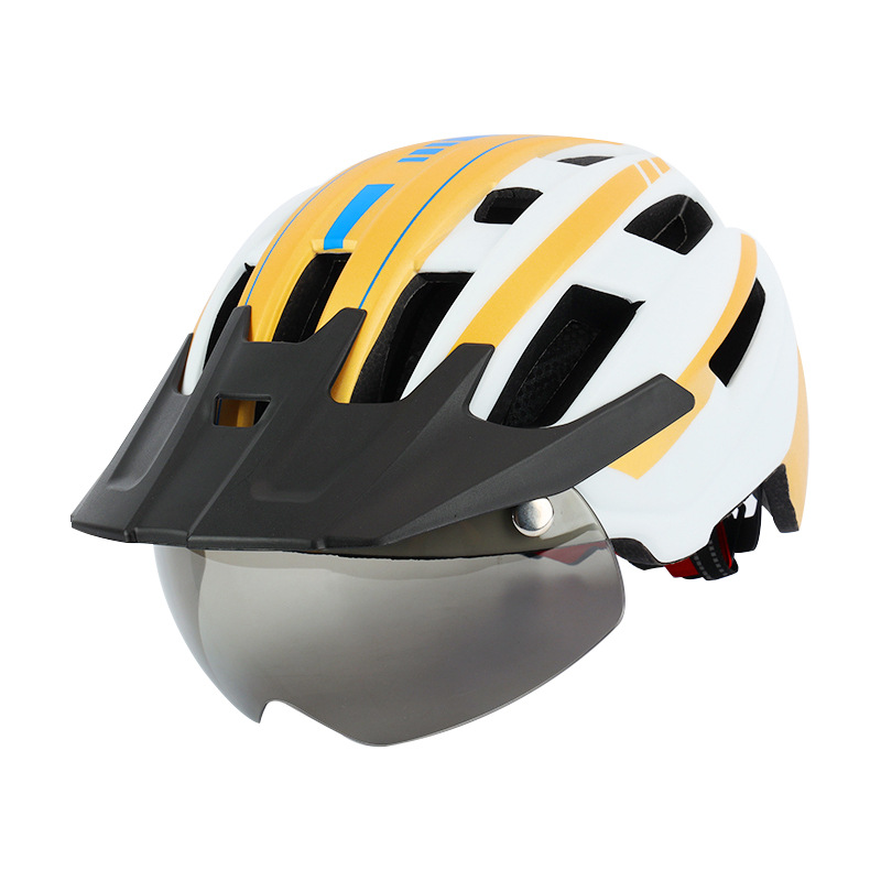 Cycling Helmet Men and Women Mountain Highway Bicycle Helmet Magnetic Suction Goggles with Hat Brim Cycling Fixture