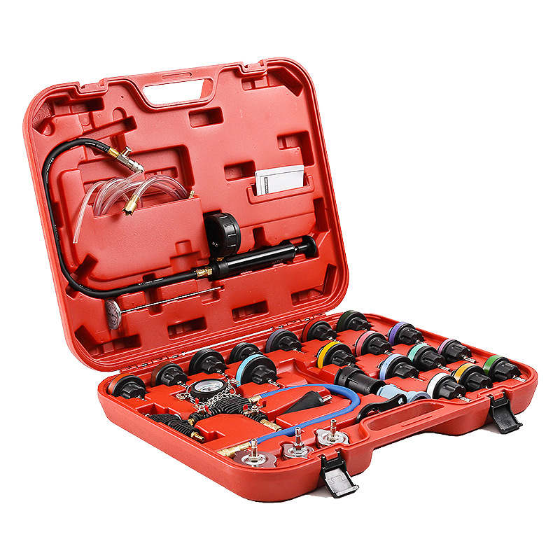28-Piece Set Water Tank Leak Detector Car Water Tank Pressure Gauge Leak Detector Water Tank Detection Repair Tool