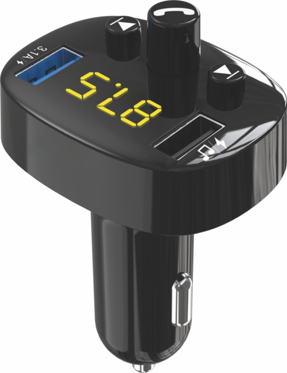 Aidu Car Bluetooth MP3 Car Charger Hands-Free Phone One to Two Car Connection U Disk Answerable FM Player