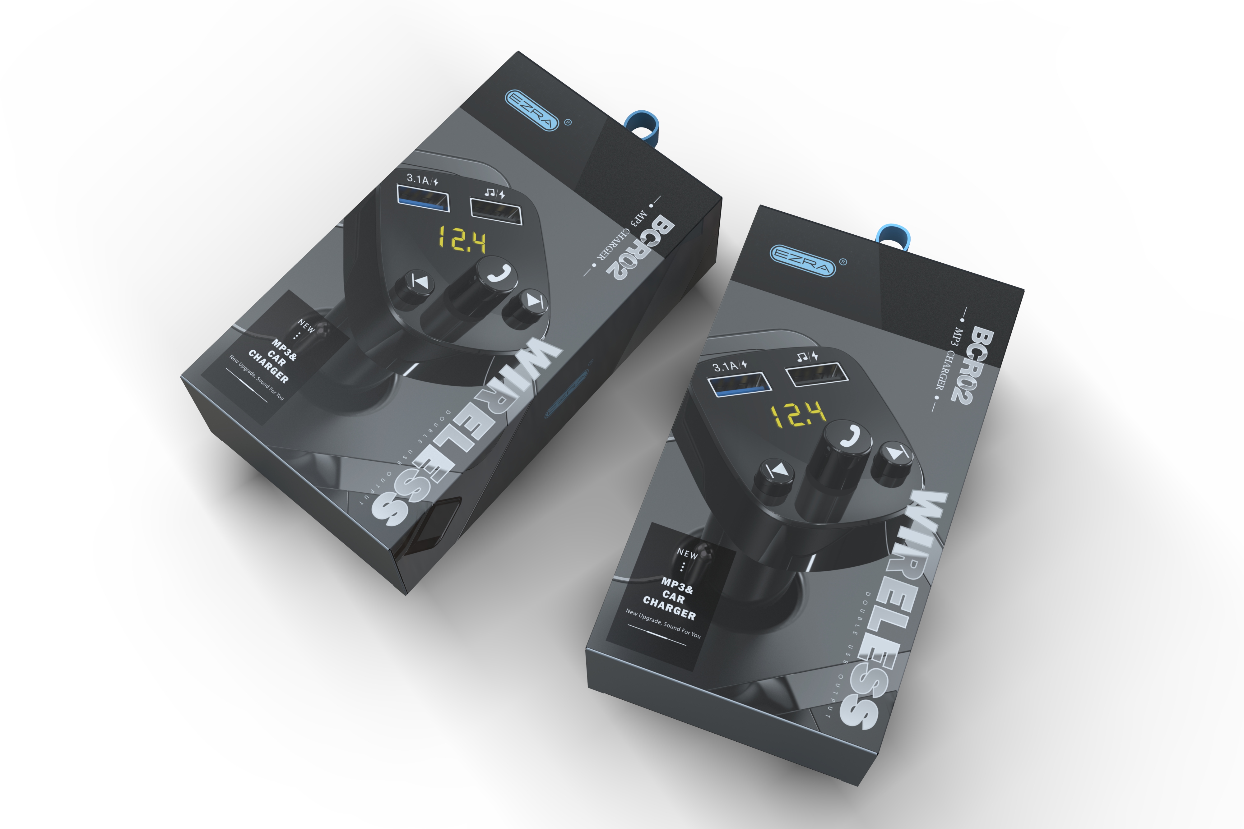 Aidu Car Bluetooth MP3 Car Charger Hands-Free Phone One to Two Car Connection U Disk Answerable FM Player