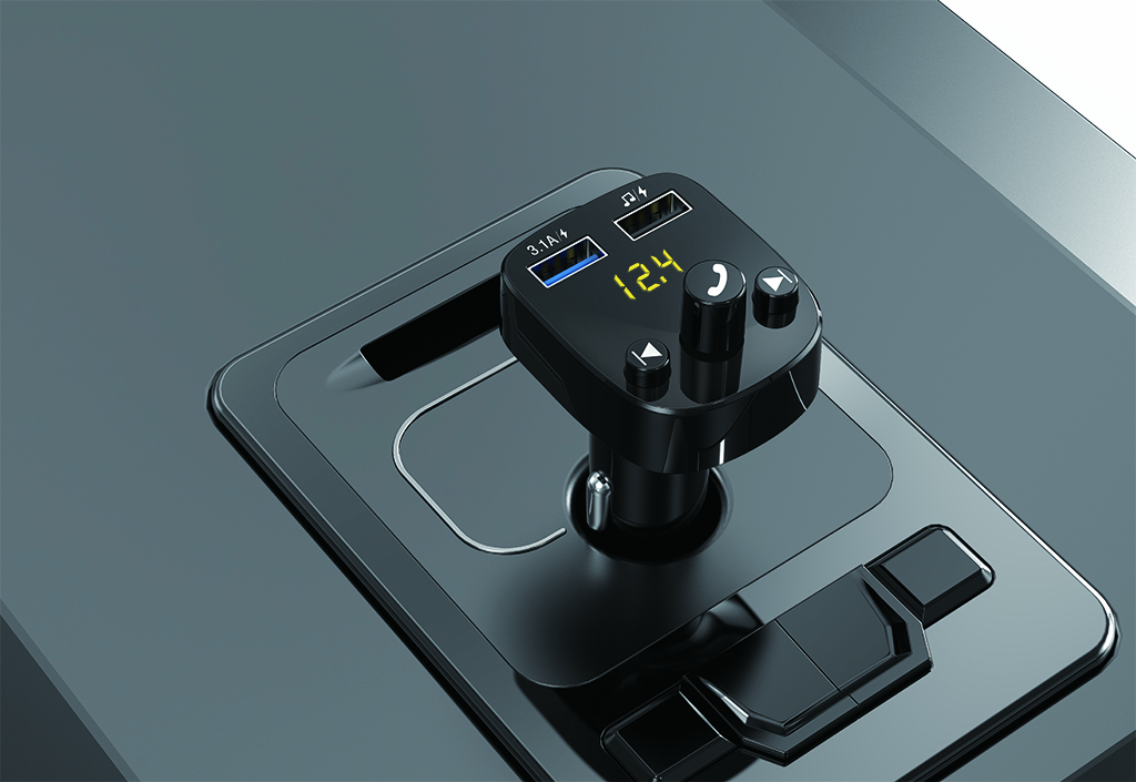 Aidu Car Bluetooth MP3 Car Charger Hands-Free Phone One to Two Car Connection U Disk Answerable FM Player