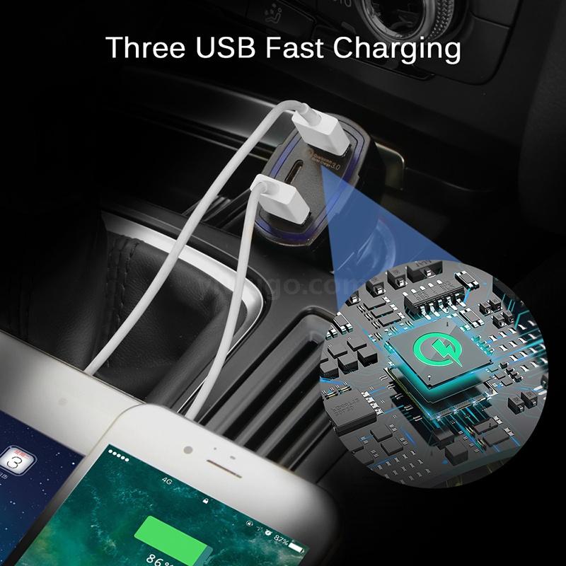 PD Car Charger Qc3.0 Car Charger 3usb Port 3.0 Fast Charge Car Charger 5 V3a18w Car Phone Charger
