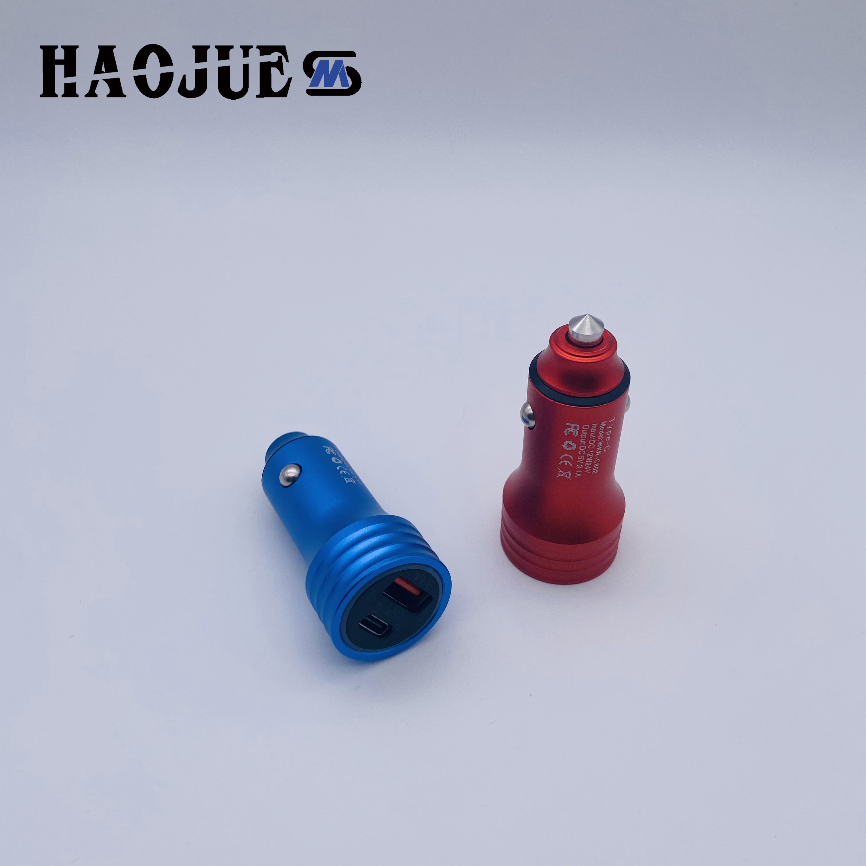 Factory Wholesale Supermarket White Box Packaging C Port Metal Car Charger Haojeu High-Grade Metal Car Phone Charger