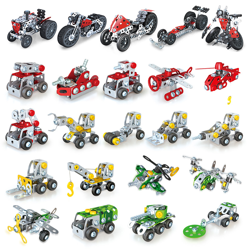 Metal Children Screw Tightening Toys Assembly Disassembly Engineering Vehicle Screw Nut Detachable DIY Car Model