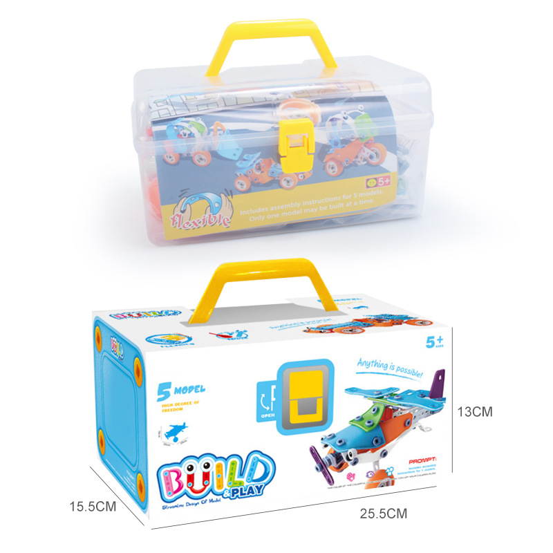 Boy&#039;s Puzzle DIY Disassembly Soft Rubber Toy Building Blocks Screw Tightening Toys Disassembly Nut Assembly Aircraft Car