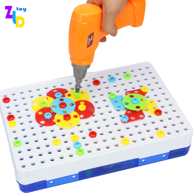 Electric Drill Assembly Building Blocks Screw Toolbox Nut Combination disassembly Jigsaw Puzzles Crossborder s