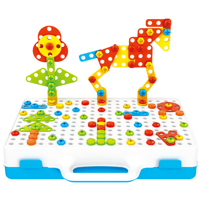 Electric Drill Assembled Puzzle Toy DIY Handson Screw Puzzle Early Education Nut Combination Demolition Building Blocks