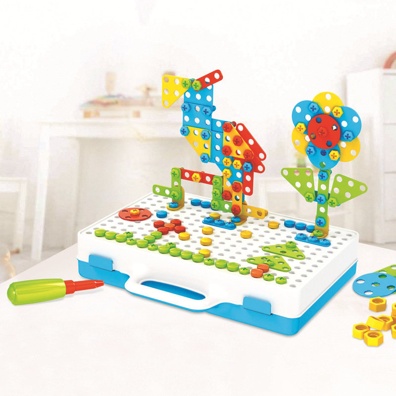 Electric Drill Assembled Puzzle Toy DIY Handson Screw Puzzle Early Education Nut Combination Demolition Building Blocks