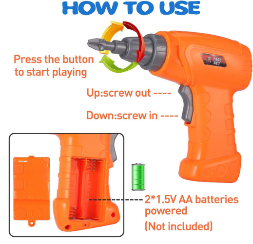 Cross-Border Children Twist Screw Assembly Educational Toys Assembled Nut Disassembly Electric Drill Tool Kit Electric