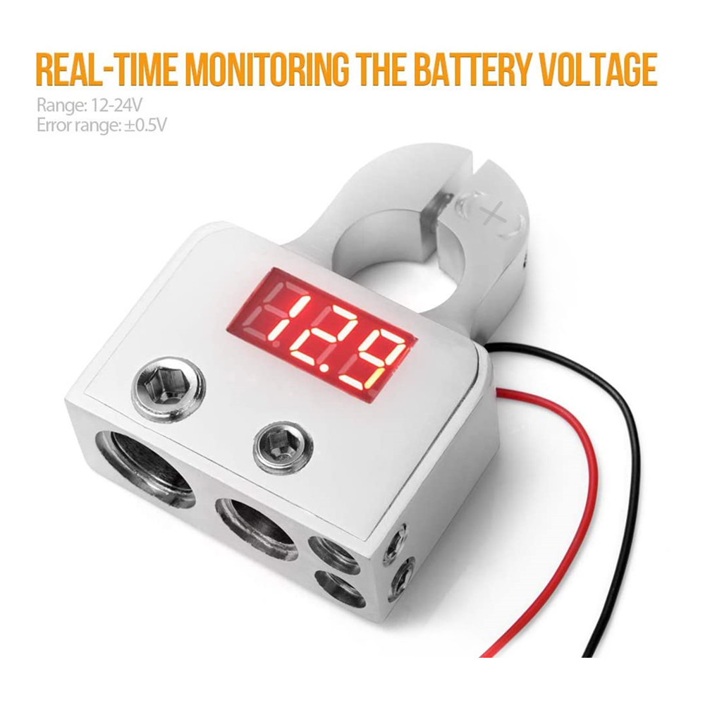 Amazon Hot Selling Car Audio Modified Car Battery Battery Head Battery Terminal Connector with Voltmeter
