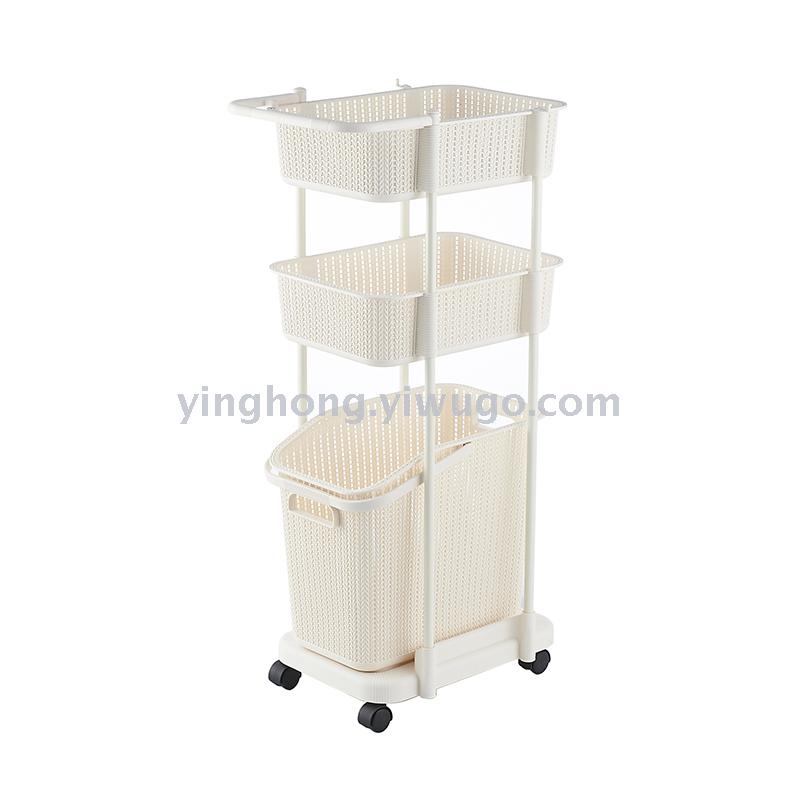 A245 multi-layer cart dirty laundry basket movable laundry basket storage basket belt pulley dirty laundry basket rack