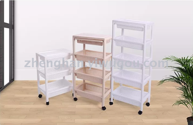 Multi - layer square shelf shelf kitchen and bathroom sundry storage shelf belt belt pulley