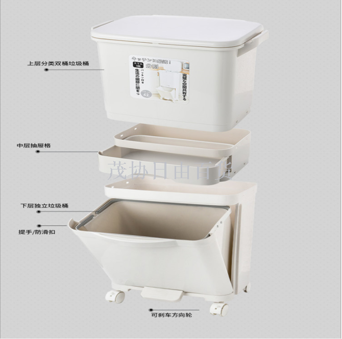 Kitchen sorting bin large wet and dry bin double plastic belt pulley bin