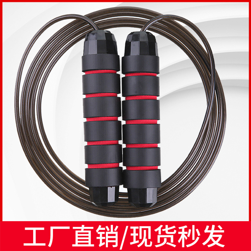 Amazon Hot Adult Weight-Bearing Steel Wire Jump Rope Fitness Exercise Student Senior High School Entrance Examination Bearing Jump Rope Factory Direct Sales