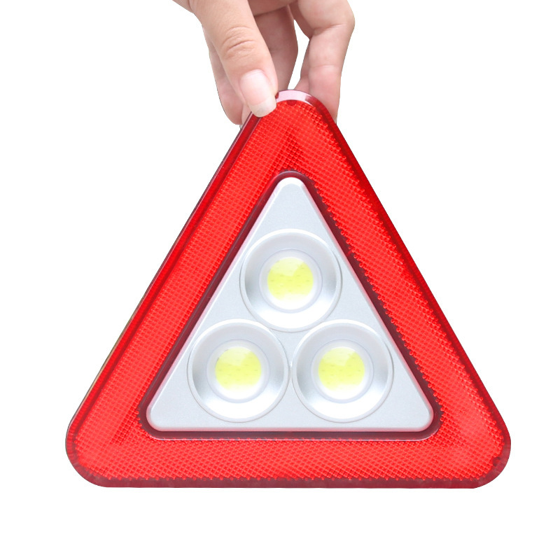 Multi-Function Car with LED Light Emergency Triangle Warning Sign Warning Rack Cob Strong Light Flood Light Floodlight