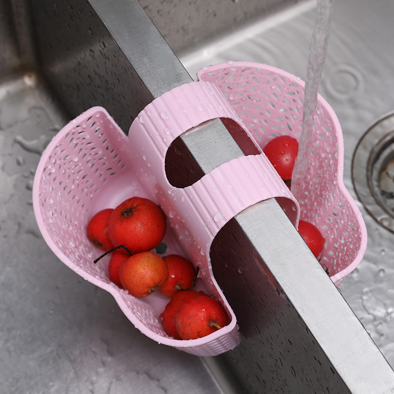 Kitchen Sink Drainage Basket Japanese-Style Simple Hollow-out Hanging Bag Multi-Functional Plastic Storage Basket Sundries Storage Finishing