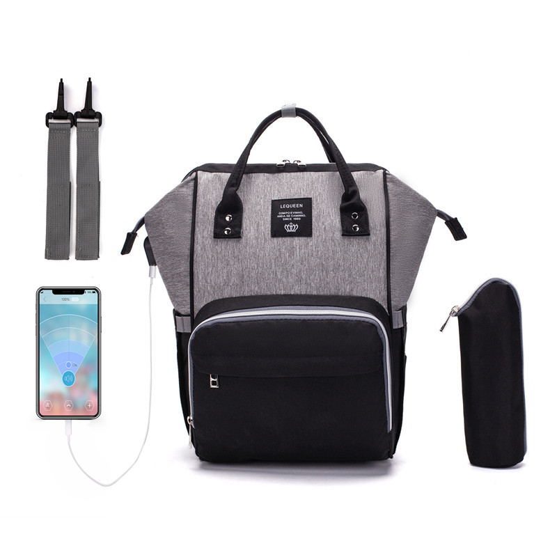 Lequeen Mummy Bag USB Charging New Multi-Functional Large Capacity Backpack Outdoor Mom Bag Baby Diaper Bag Lequeen Mummy Bag USB Charging New Multi-Functional Large Capacity Backpack Outdoor Mom Bag Baby Diaper Bag