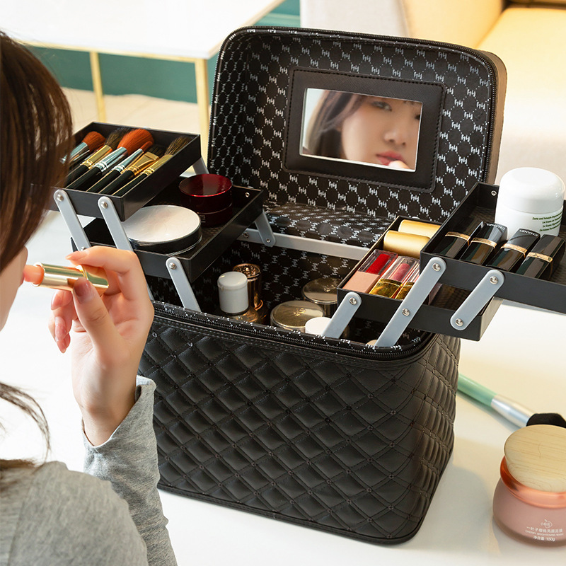 Cosmetic Bag 2020 New Home Large Capacity Portable Portable Cosmetics Storage Box Multi-Functional Multi-Layer Cosmetic Case