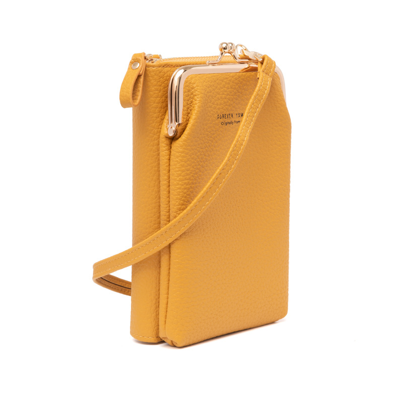 2020 New Ladies Phone Bag Korean Style Fashionable Lychee Pattern Solid Color Crossbody Bag Multi-Functional Shoulder Bag