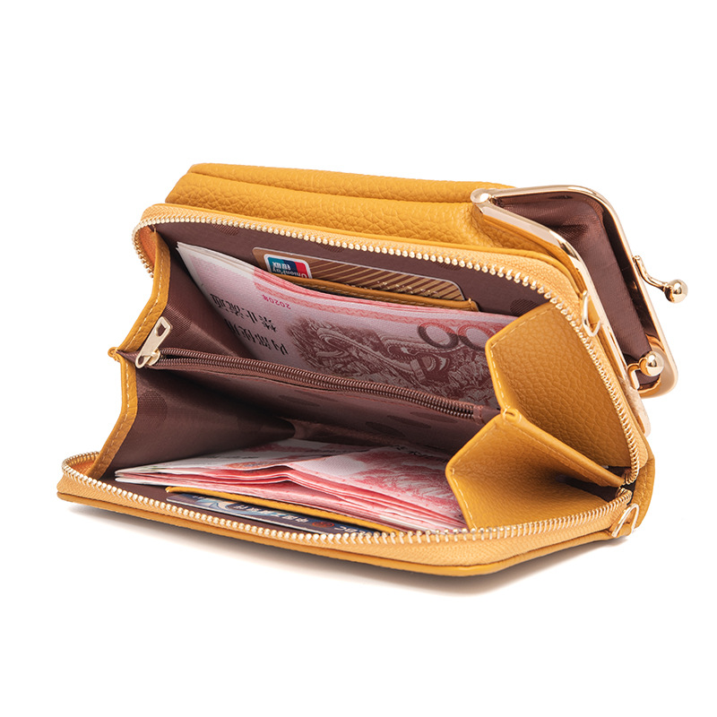 2020 New Ladies Phone Bag Korean Style Fashionable Lychee Pattern Solid Color Crossbody Bag Multi-Functional Shoulder Bag