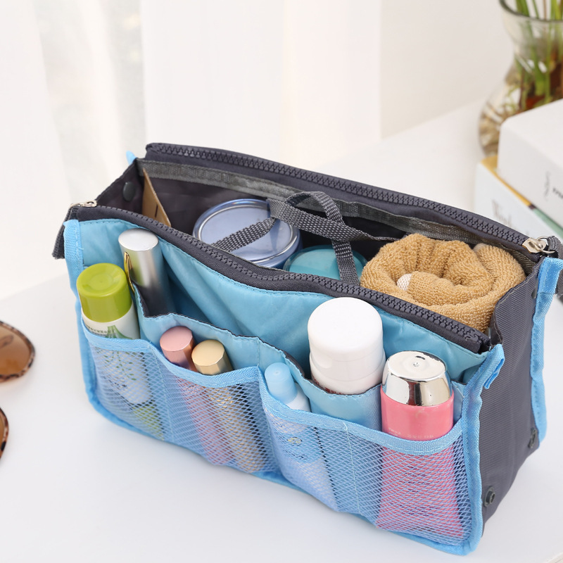 New Korean Style Double Zipper Bag Middle Bag Storage Bag Hand-Carrying Multifunctional Makeup Multi Functional Bag