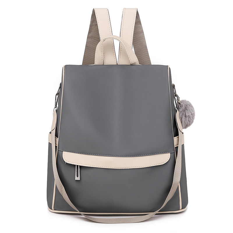 Anti-Theft Backpack for Women 2020 New European and American Stitching Pu Large Capacity Schoolbag Solid Color Simple Multi-Functional Shoulder Bag