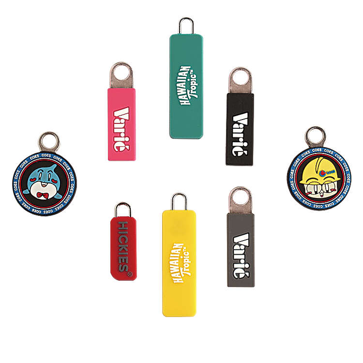 Factory Customized Environmental Protection PVC Epoxy Pull Brand Logo Handle Flexible Glue Bag Zipper Head Silicone Pull Tab Pull Brand