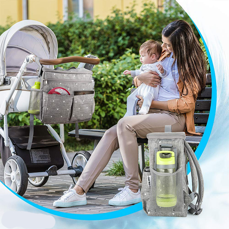 Multifunctional Mummy Backpack Mom Handbag Baby Diaper Bag Baby Wrap Milk Insulated Bag Diaper Bag  Multi Functional Bag