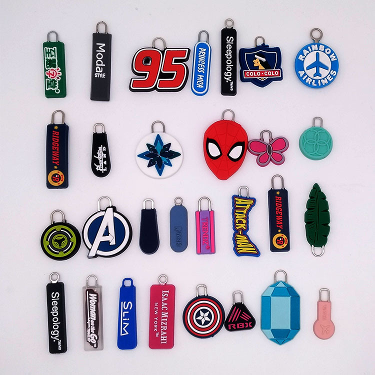 Customized No. 5 Clothing Environmental Protection PVC Soft Plastic Slider Handbag Zipper Head Pencil Case Pull Card Buggy Bag Drop Plastic Pull Tab