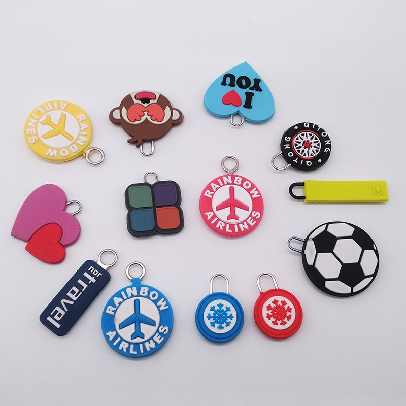 Customized No. 5 Clothing Environmental Protection PVC Soft Plastic Slider Handbag Zipper Head Pencil Case Pull Card Buggy Bag Drop Plastic Pull Tab