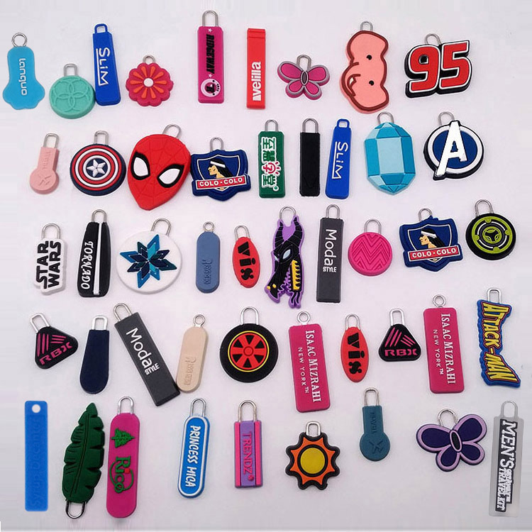 Customized No. 5 Clothing Environmental Protection PVC Soft Plastic Slider Handbag Zipper Head Pencil Case Pull Card Buggy Bag Drop Plastic Pull Tab