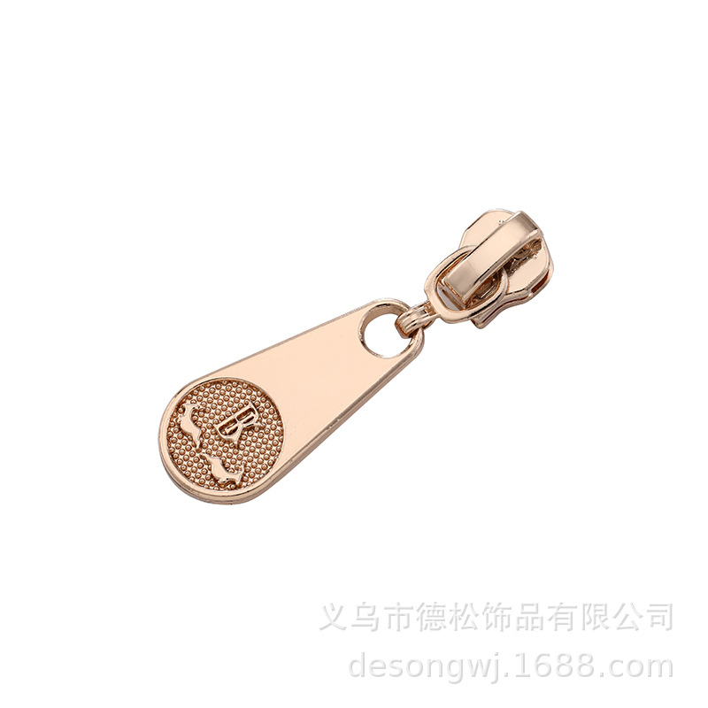 Pull Brand round Pull Head Hardware Pull Tab 5# Zipper Head inside-out Wear Pull Tail Rope Custom Black Metal Nylon Pull Brand