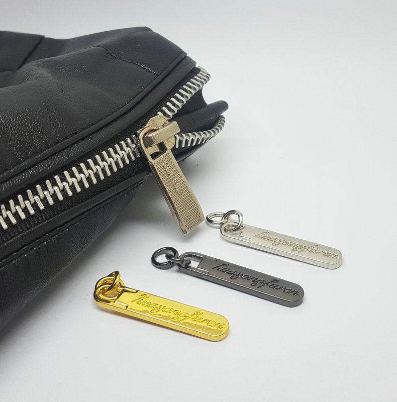 Pull Brand round Pull Head Hardware Pull Tab 5# Zipper Head inside-out Wear Pull Tail Rope Custom Black Metal Nylon Pull Brand
