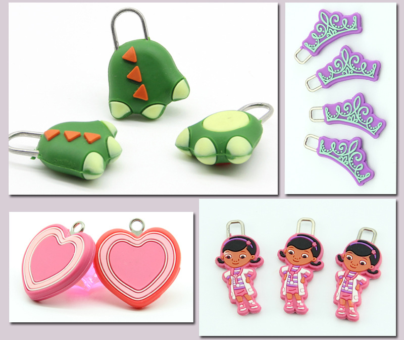 Factory Direct Sales Textile Accessories Pull Head PVC Flexible Glue Double-Sided Zipper Head Custom Silicone Mold Closing Pull Tab Custom