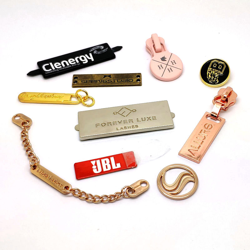 Zipper Head Supply Manufacturers Come to Picture Logo Custom Alloy Metal Styles Diverse Clothing Packaging Bag Zipper Pull Tab